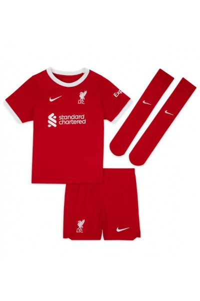Liverpool Virgil van Dijk #4 Jalkapallovaatteet Lasten Kotipeliasu 2023-24 Lyhythihainen (+ Lyhyet housut)